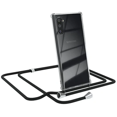 Abbildung von EAZY CASE Handykette kompatibel mit Samsung Galaxy Note 10 Handyhülle Umhängeband, Handykordel Schutzhülle, Silikonhülle, Hülle Band, Stylische Kette für Smartphone, Schwarz