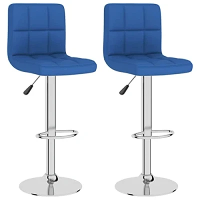 Abbildung von vidaXL 2X Barhocker Höhenverstellbar Drehbar Küchenhocker Barstuhl Tresenhocker Thekenhocker Tresenstuhl Bistrohocker Bar Stuhl Hocker Blau Stoff