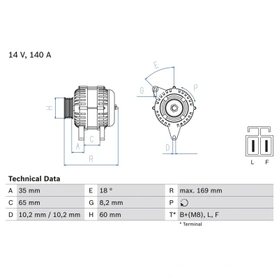 Abbildung von BOSCH 0 986 084 150 Lichtmaschine 14V 140A OPEL: Astra H Caravan, Zafira B, Corsa D Schrägheck