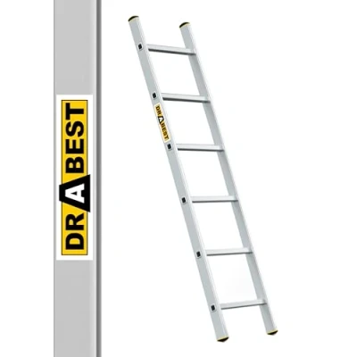Abbildung von nm_trade Anlegeleiter Aluleiter 1x5 1x6 1x7 Stufen 150 kg TÜV Zertifikat, Gartenleiter, Stufen, Aluleiter, rutschfeste Füße