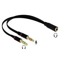 Abbildung von Delock Headset Adapter 1 x 3,5 mm 4 Pin Klinkenbuchse zu 2 x... Audio Kabel, Klinkenstecker/ buchse 3.5mm, Klinke (20,00 cm)