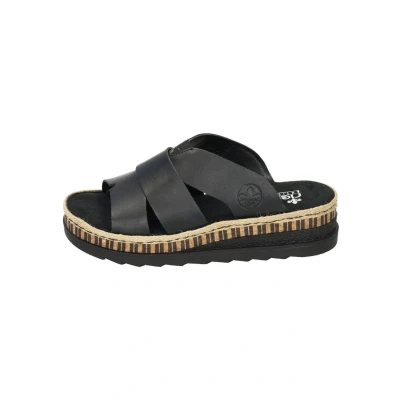 Abbildung von Rieker Pantoletten Pantolette flach, Damen, Größe: 37, Schwarz Schuhe