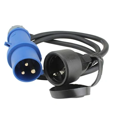 Abbildung von Unitec 47458 CEE Adapterleitung Caravan/CEE Stecker und Schutzkontaktkupplung/IP44 Wohnmobil Zubehör mit Schutzkappe/3 polige Leitung für Europa Schuko Kupplung