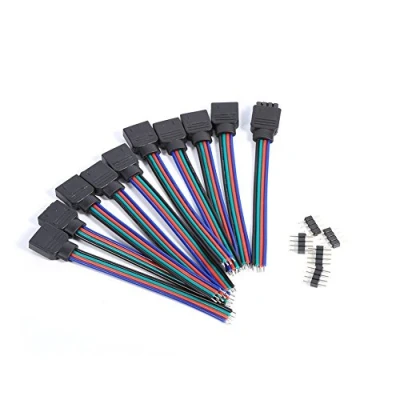 Abbildung von 4Pin LED Strip Verbinder 10pcs männlicher weiblicher RGB Verbindungsstück Draht Kabel Streifen Licht Adapter für 3528 5050 SMD