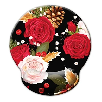 Abbildung von Hosimoln Handballenauflage, bequemes Memory Foam Mauspad mit Handgelenkstütze, rutschfeste Gummi Maus Handgelenkstütze für das Spielen rose008
