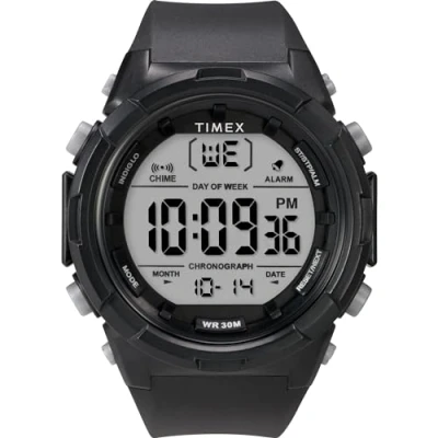 Abbildung von Timex Sport Herren Armbanduhr, 50 mm, schwarzes Kunstharzarmband, digitales Zifferblatt, Gehäuse TW5M61900
