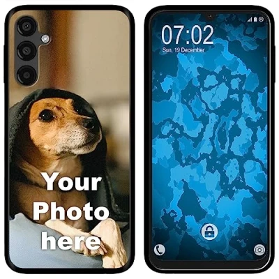 Abbildung von PhoneNatic personalisierte Handyhülle für Galaxy A34 5G in Schwarz Custom Case zum selbst gestalten mit eigenem Foto Bild Text individuell