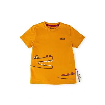 Abbildung von sigikid Happy Crocodile Tshirt print für Kinder, Größe: 128, Gelb