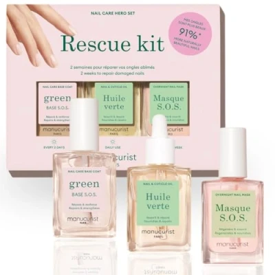 Abbildung von Manucurist Rescue Kit Fingernagel Pflege set Nagelhärter Base Coat SOS, Nagelpflege SOS Maske, Nagelhautöl Cuticle Oil Nagelreparatur brüchige nägel
