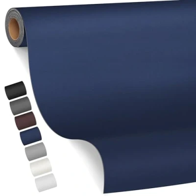 Abbildung von Leder kunstleder selbstklebend, 80 x 200cm Reparatur set, Kit für Möbel, Sofa, Autositze, Taschen, und Renovierung(Glatt Marineblau)