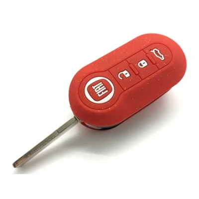 Abbildung von Generic Nordecco Silikon Schlüsselabdeckung mit Glitzerstern Glasur, passend für FIAT 500C 500500L Abarth Grande Punto Brava Panda Stilo Linea, 3 Tasten (Glitzer Rot)