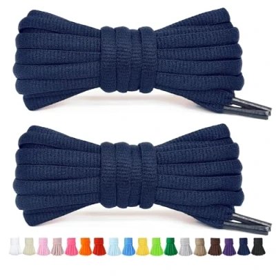 Abbildung von Stepace 2 Paar Runde Schnürsenkel für Turnschuhe 60cm 200cm Länge 18 farbige Blau