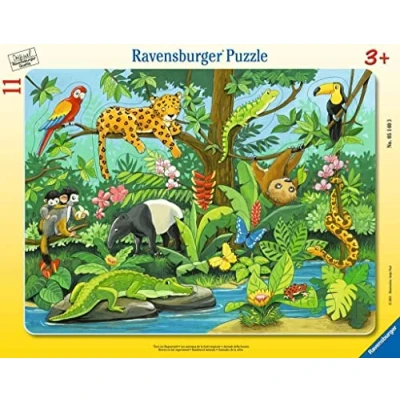 Abbildung von Ravensburger Puzzle Tiere im Regenwald 11 Teile Rahmenpuzzle, Puzzleteile