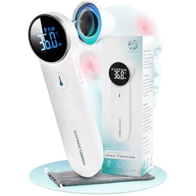 Abbildung von HIMMELSHAUCH MEDICAL Fieberthermometer Ohr &amp; Stirn 3 in 1 Messgerät Ohrthermometer Babys Kinder Erwachsene Stirnthermometer kontaktlos Digitales Fieber Thermometer Infrarot Fiebermesser
