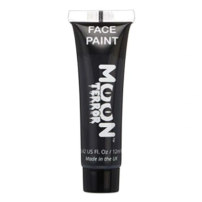 Abbildung von Moon Terror Halloween Gesichtsfarbe, Körperfarbe, SFX Make up, Spezialeffekt up (Mitternachtsschwarz, 12 ml (1 Stück))