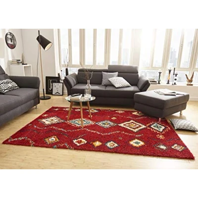 Abbildung von HANSE Home Hochflor Teppich &quot;Geometric&quot;, rechteckig, Shaggy, Flokati, Boho Design, Weich, Flauschig, Geometrisches Muster