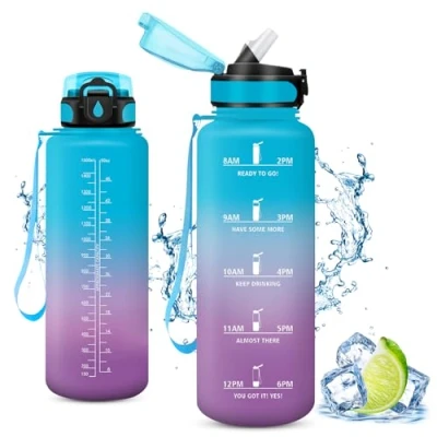 Abbildung von Vikaster 1500ml Trinkflasche, 1.5L Auslaufsicher Kunststoff Wasserflasche, Ideale Sportflasche Sport, Fahrrad, Fitness, Outdoor.