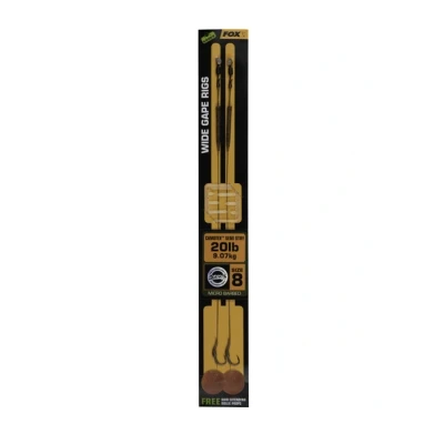 Abbildung von Fox Edges Wide Gape Camotex Semi Stiff Rig 20lb Maat 8 (2 stuks) Karpfen Vorfächer