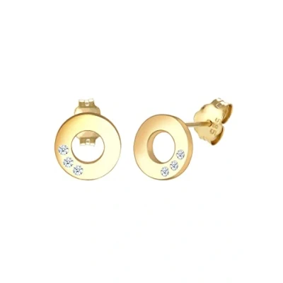 Abbildung von Elli DIAMONDS Paar Ohrstecker Kreis Geo Elegant Diamant (0.03 ct) 585 Gelbgold