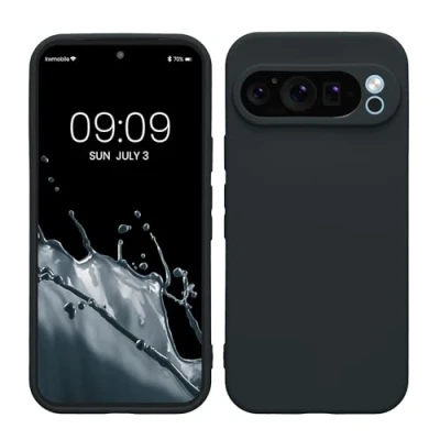 Abbildung von kwmobile Handyhülle kompatibel mit Google Pixel 9 Pro Hülle Handy Case aus weichem Silikon in Heidelbeerblau