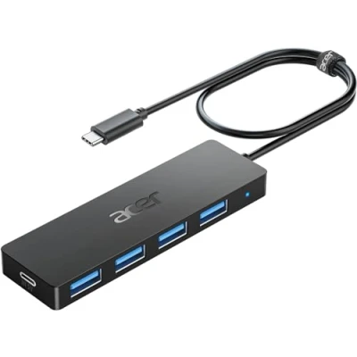 Abbildung von acer USB C Hub 3.0 mit Stromversorgung, Ultra Slim Multiport 4 Ports Adapter für iPhone 15/16 Serie, MacBook/iPad Pro, iMac, Surface PC, Laptop, Tablets, Tastatur, Maus. 60cm