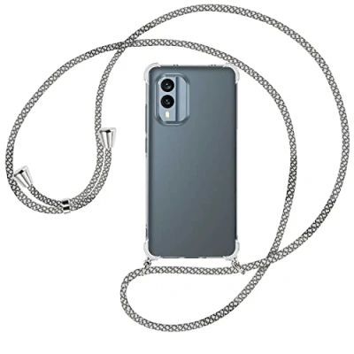 Abbildung von mtb more energy® Handykette kompatibel mit Nokia X30 5G Fancy Fishnet Smartphone Hülle zum Umhängen Anti Shock Full TPU Case