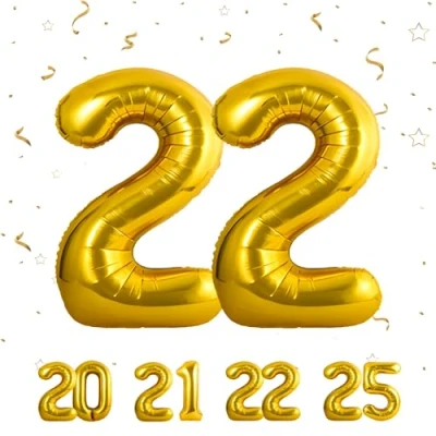 Abbildung von 22 Geburtstag Deko zahlen luftballon jahre Folienballon Gold für 22. Geburtstagsdeko Männer Frauen Ballon Zahl zum fliegt mit Helium 22.Geburtstagsparty 40&quot; 101cm
