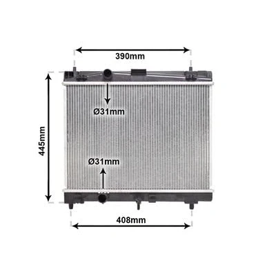 Abbildung von VAN WEZEL 53002357 Kühler, Motorkühlung Aluminium 350 480 18 Kühlrippen gelötet TOYOTA: Yaris II Schrägheck