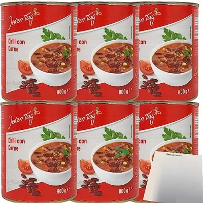 Abbildung von Jeden Tag Chili Con Carne Fertiggericht 6er Pack (6x800g Dose) + usy Block