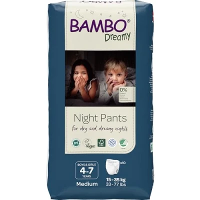 Abbildung von Bambo Dreamy Night Pants Windeln, Klimmzughose, umweltfreundliche Nachtwindeln halten Betten die ganze Nacht trocken, Klimmzug Trainings sicher, bequem, Töpfchentrainingshose, Kinder im Alter