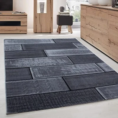 Abbildung von Designteppich Steindesign, Carpettex, Läufer, Höhe: 6 mm, Kurzflor Teppich Wohnzimmer Abstrakt Kariert Design Pflegeleicht