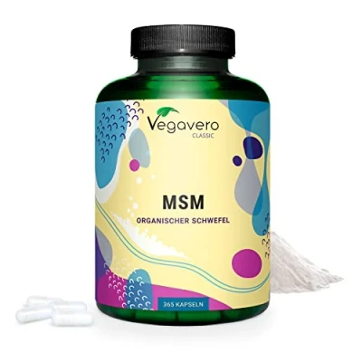 Abbildung von MSM Kapseln Vegavero® 365 Stück 2000 mg rein Methylsulfonylmethan Hochdosiert Vegan &amp; Ohne Zusatzstoffe