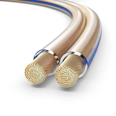 Abbildung von conecto Lautsprecherkabel OFC Professional UltraFlex 2x2,5mm² Kabel Querschnitt (99,9% Vollkupfer 322x0,10mm Litze) HiFi Audio Lautsprecher Boxenkabel, 100m, transparent