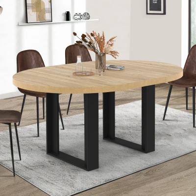 Abbildung von IDMarket Esstisch, ausziehbar, rund, Phoenix, 6 8 Personen, Holz und Schwarz, 120 160 cm