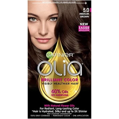 Abbildung von Garnier Olia Haarfarbe, 5.0 Mittelbraun, Ammoniakfrei, braune Haarfarbe (Verpackung kann variieren)