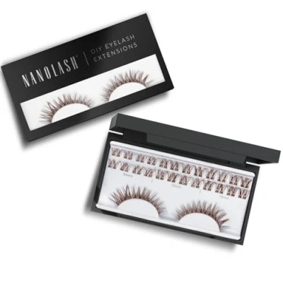 Abbildung von Cluster Wimpern zur DIY Wimpernverlängerung zu Hause Nanolash 36 Stück Extension selber machen,Wimpernverlängerung DIY, Falsche (Braun, CHARM)