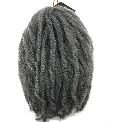 Abbildung von Coolbers 18 inch Afro Kinky Curly Hair Crochet Braids Synthetic Marley Bob Twist (6 packs, Grey)