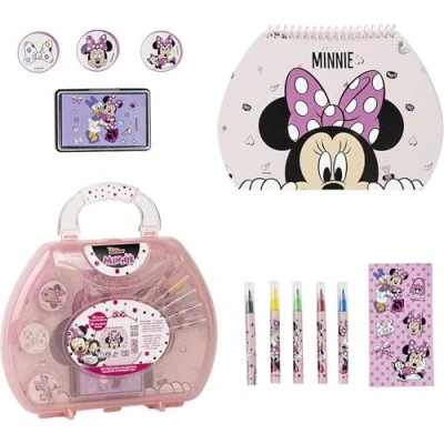 Abbildung von CERDÁ LIFE&#039;S LITTLE MOMENTS Schreibwaren Set inspiriert von Minnie Rosa 23x 20 X 4 cm Inklusive Aktentasche mit allem, was man zum Malen braucht Originalprodukt in Spanien entworfen