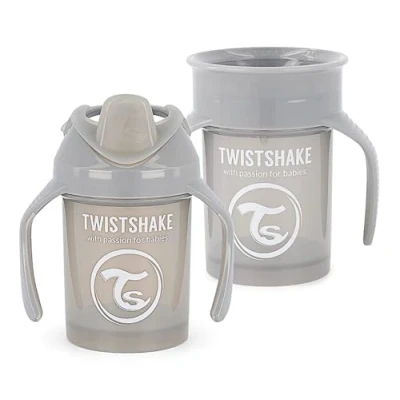 Abbildung von Twistshake Auslaufsichere Baby Trinklerntassen 2er Set 1x 360 Tasse + Mini BPA Frei Trainingstasse Für Kinder Lernende Trinkflasche Grau