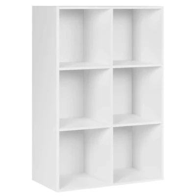 Abbildung von WOLTU Bücherregal 6 Fächer, Würfelregal Weiß, Standregal aus Holzwerkstoff, Aufbewahrungsregal Büroregal Aktenregal, 59,6x89x29 cm (BxHxT), SK002ws3