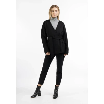 Abbildung von Dreimaster Übergangsjacke aus Wollgemisch Damen Schwarz