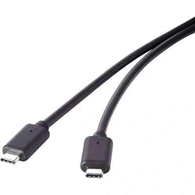 Abbildung von Renkforce USB Kabel 3.2 Gen2x2 C® Stecker, Stecker 1.00 m Schwarz vergoldete Steckkontakte RF 4381071
