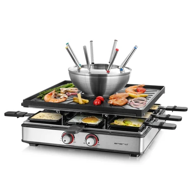 Abbildung von Emerio Raclette &quot;RG 128187&quot;, 8 St. Raclettepfännchen, 2200 W, 3in1 Grill Fondue
