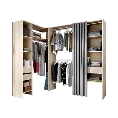 Abbildung von Vente unique Eckkleiderschrank Kleiderschranksystem B. 164/214 cm Eichefarben &amp; Grau GONTRAN
