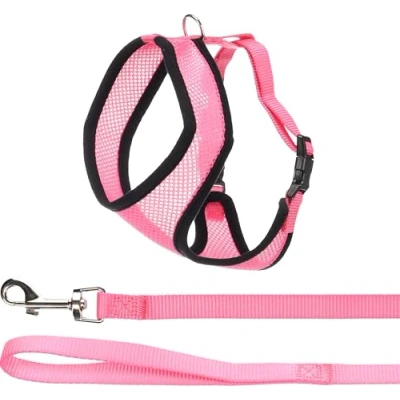 Abbildung von Flamingo Katzen Geschirr mit Leine Harms Rosa A:37cm B:43 55cm C:120cm x 15mm 2mm, Ideal für Maine Coon, Norwegische Waldkatze, Ragdoll, Sibirische Katze usw.