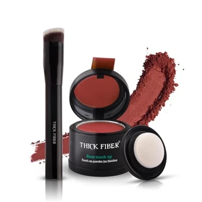 Abbildung von THICK FIBER Ansatzpuder Haar Concealer zur Haarverdichtung für Frauen und Männer, wasserfestes Make up zum Ansatz kaschieren 4g (Rotbraun)