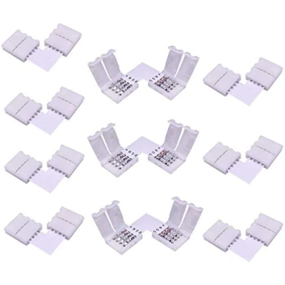 Abbildung von LitaElek 10pcs L Form Schnellverbinder LED Eckverbinder 4 Polig Streifen Verbinder Connector 10mm Breit RGB 5050 Strip Winkel Anschluss Band Steckverbinder,