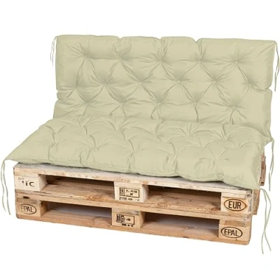Abbildung von TexDeko® Garden Palettenauflage 120x60cm mit Rückenlehne wasserabweisend UV beständig Premium Sitzkissen gesteppt für Europaletten Palettenkissen Palettenpolster (Sand)