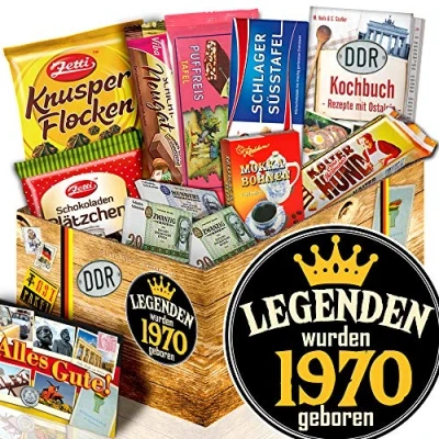 Abbildung von Legenden 1970 ++ Schokoladen Ossi Paket Geschenke für Ihn zum Geburtstag