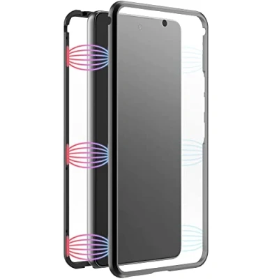 Abbildung von Black Rock Hülle 360 Grad Glass Case Passend für Samsung Galaxy A53 5G I Handyhülle, Magnet Verschluss, Durchsichtig, Cover (Transparent mit schwarzem Rahmen)